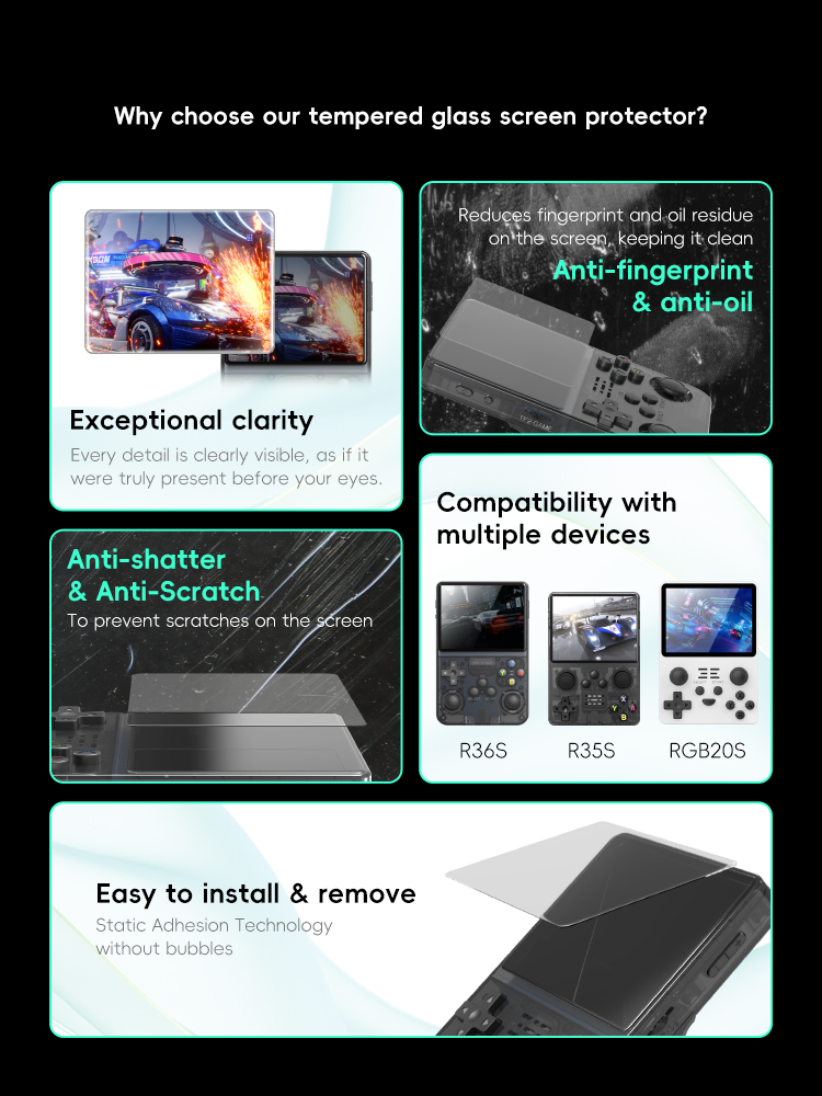 DATA FROG Tempered Glass Scree - огляд і ціна Retro Handheld Game Console R36S